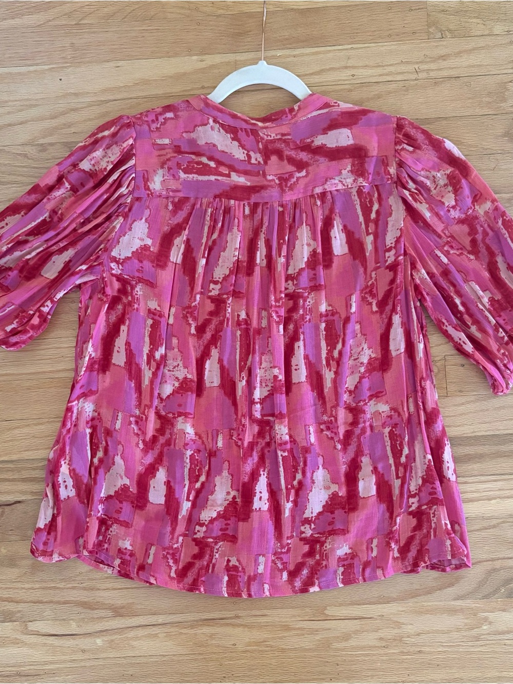 ba&sh Pink Red Abstract Button-Front Blouse - Picture 2 of 3